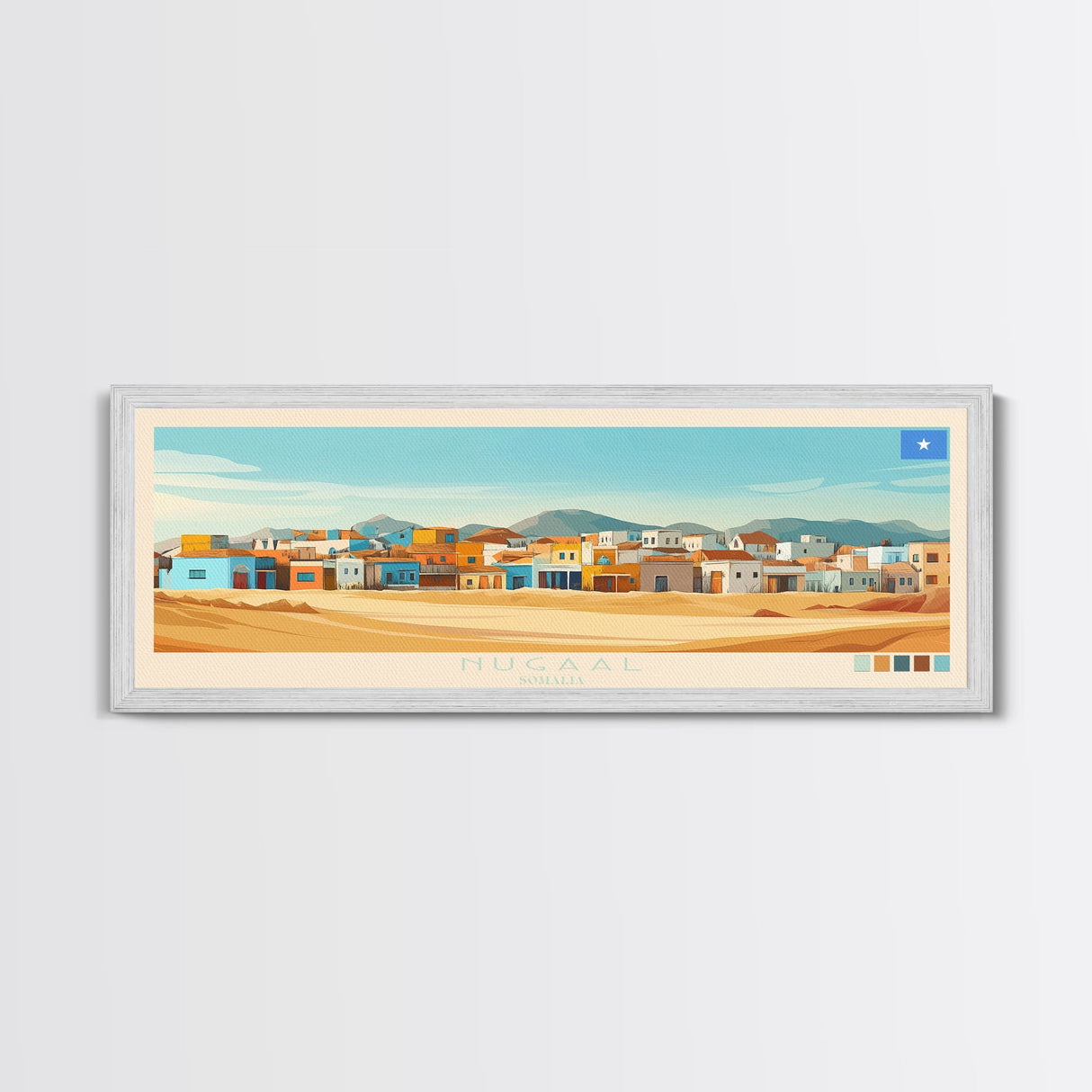 Nugaal, Somalia Panoramic Travel Poster Canvas Print, Nugaal, Somalia Painting, Somalia Art, Nugaal Travel Art, Living Room Painting