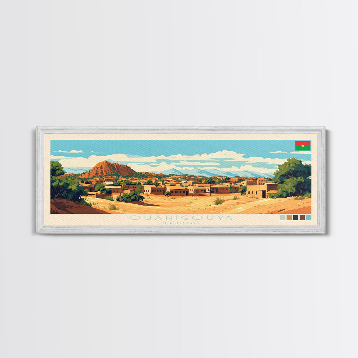 Ouahigouya, Burkina Faso Panoramic Travel Poster Canvas Print, Ouahigouya, Burkina Faso Painting, Burkina Faso Art, Ouahigouya Travel Art, Guest Room Painting