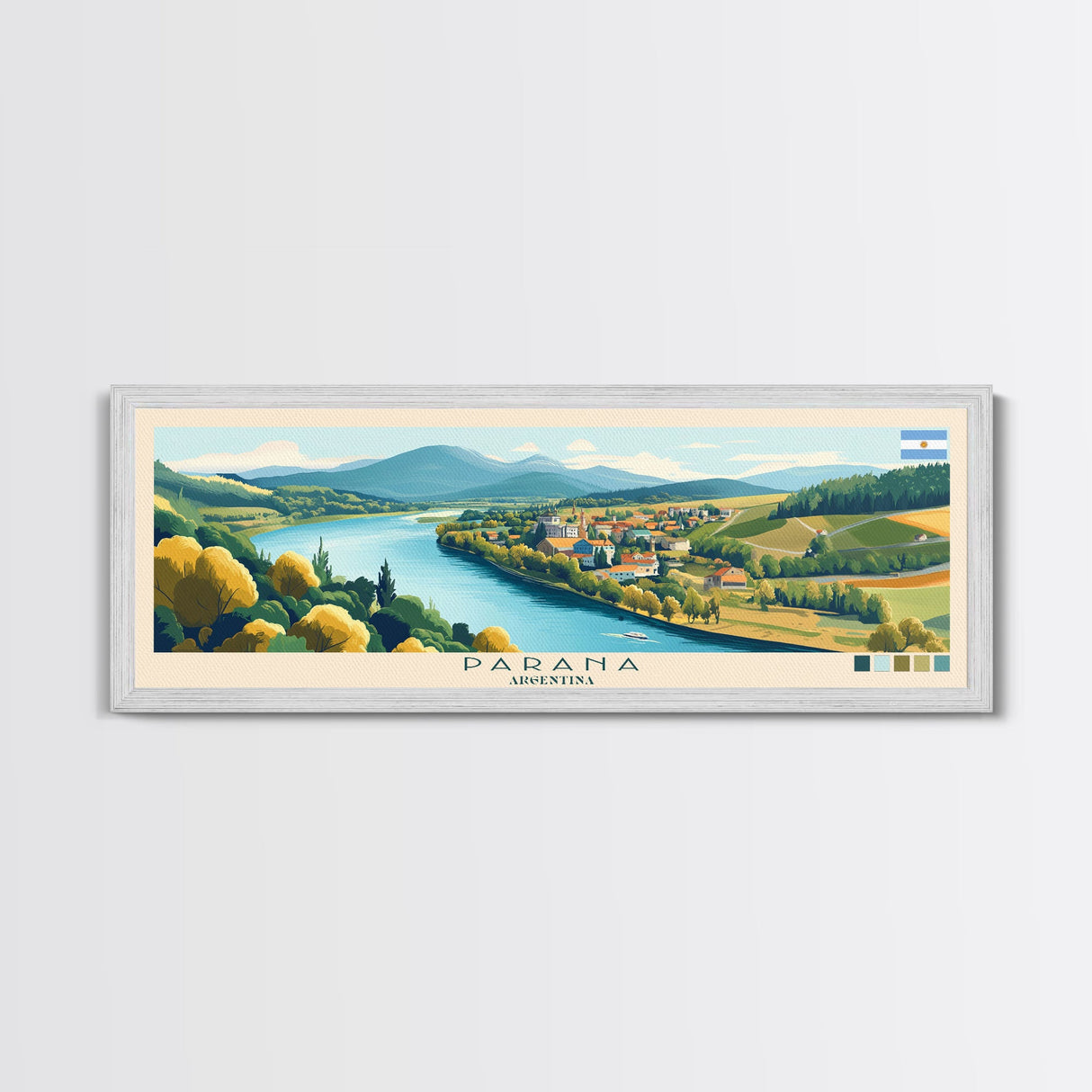 Parana, Argentina Travel Poster Panoramic Canvas Print, Parana, Argentina Painting, Argentina Art, Parana Travel Art, Guest Room Painting