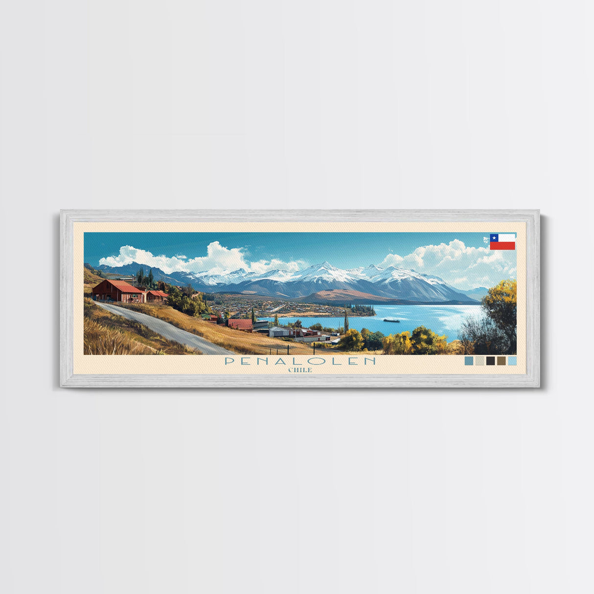 Penalolen, Chile Panoramic Travel Poster Canvas Print, Penalolen, Chile Painting, Chile Art, Penalolen Panoramic Travel Art, Travel Painting