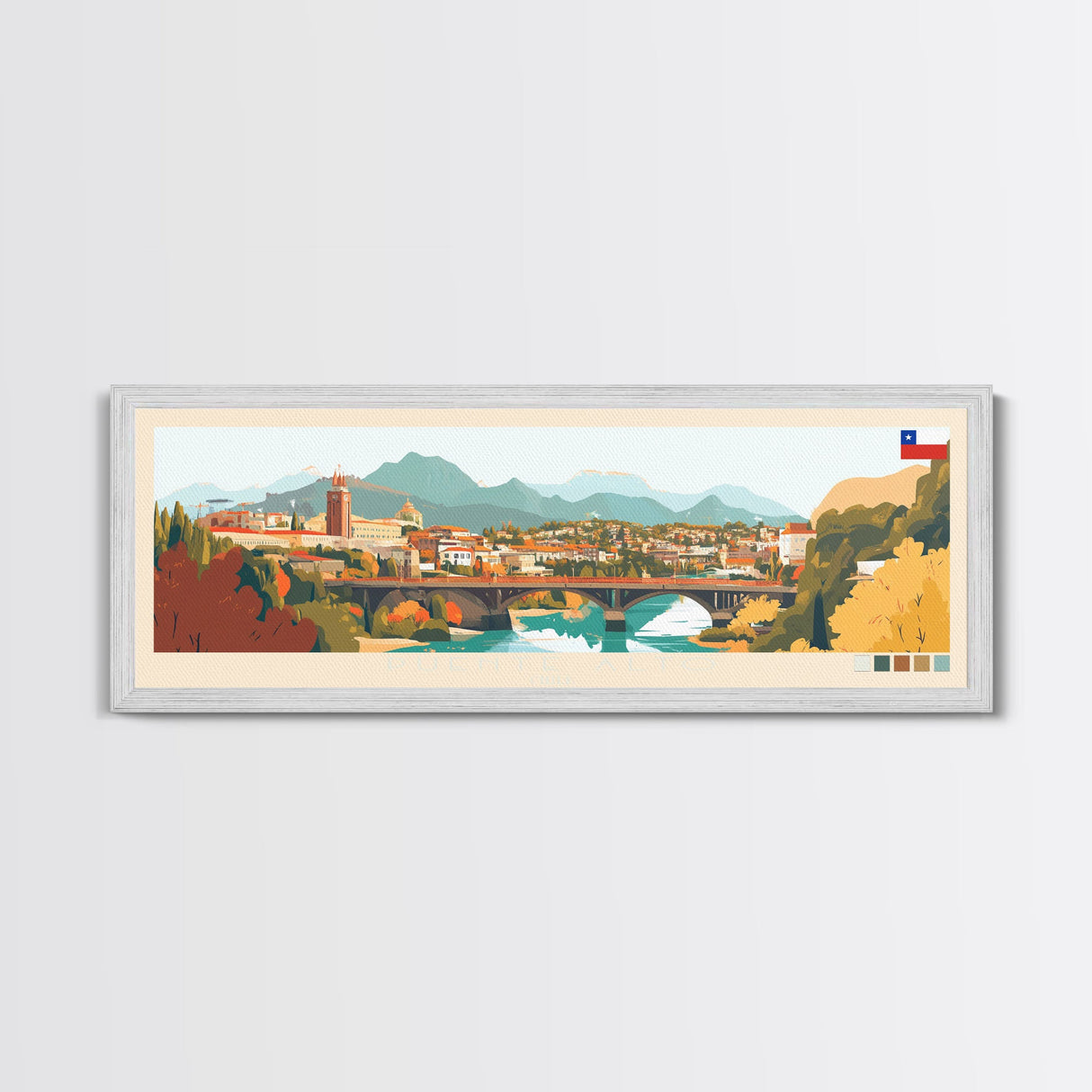 Puente Alto, Chile Panoramic Travel Poster Canvas Print, Puente Alto, Chile Painting, Chile Art, Puente Alto Travel Art, Guest Room Painting