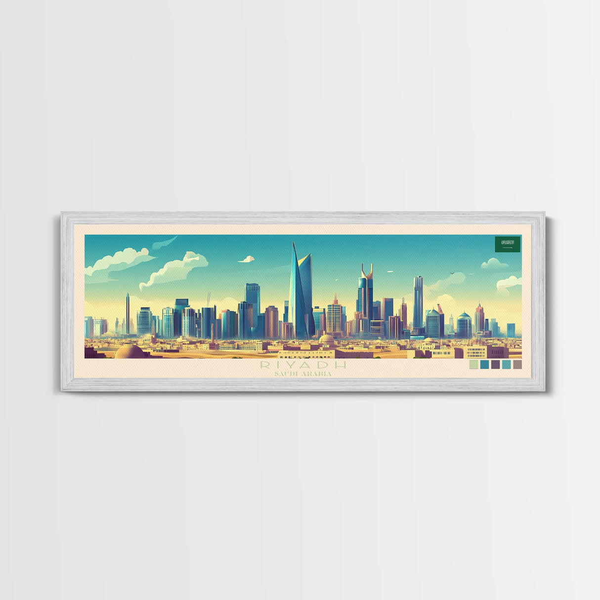 Panoramic Travel Poster Riyadh, Saudi Arabia Canvas Print, Riyadh, Saudi Arabia Painting, Saudi Arabia Art, Riyadh Travel Art, Guest Room Painting