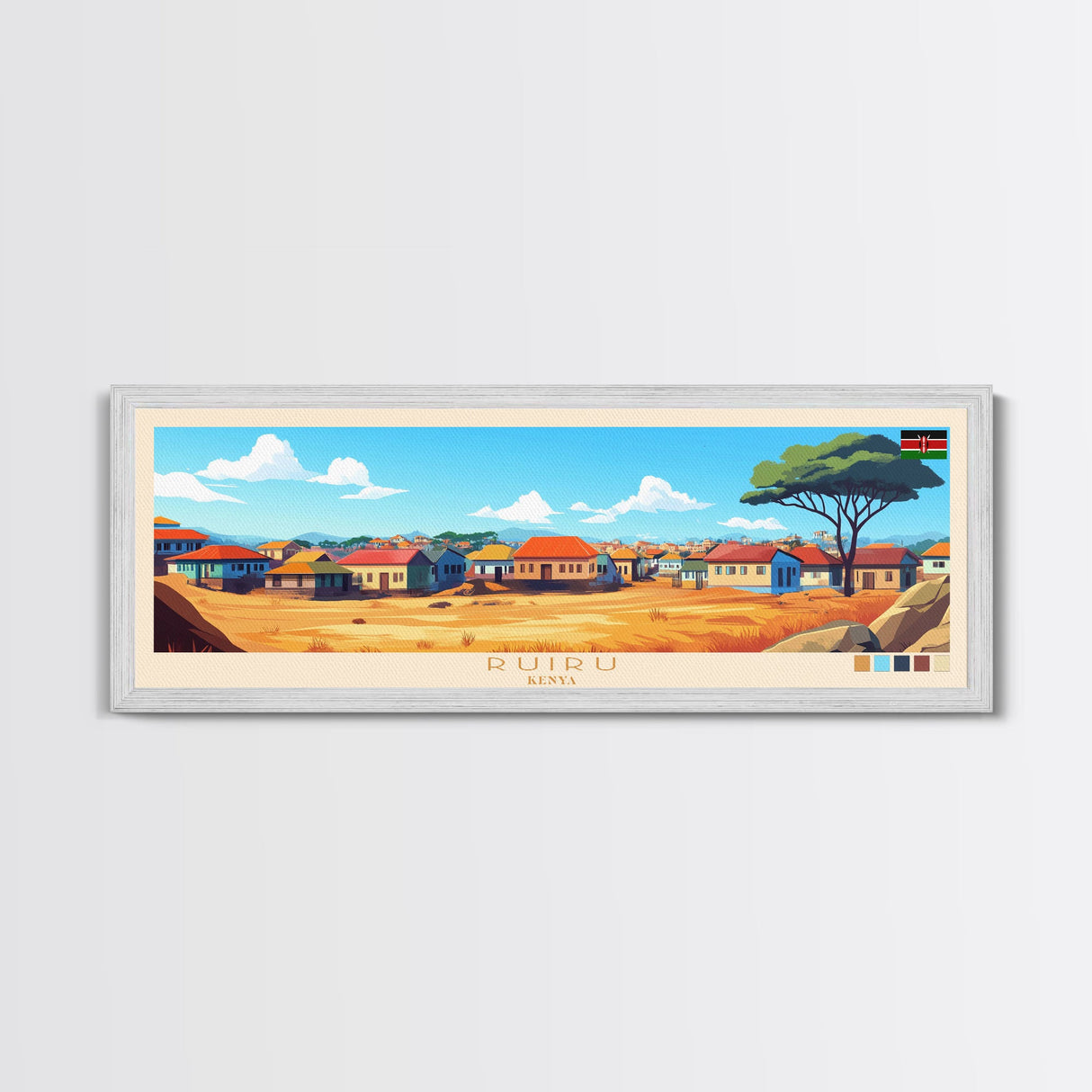 Ruiru, Kenya Panoramic Travel Poster Canvas Print, Ruiru, Kenya Painting, Kenya Art, Ruiru Travel Art, Living Room Painting