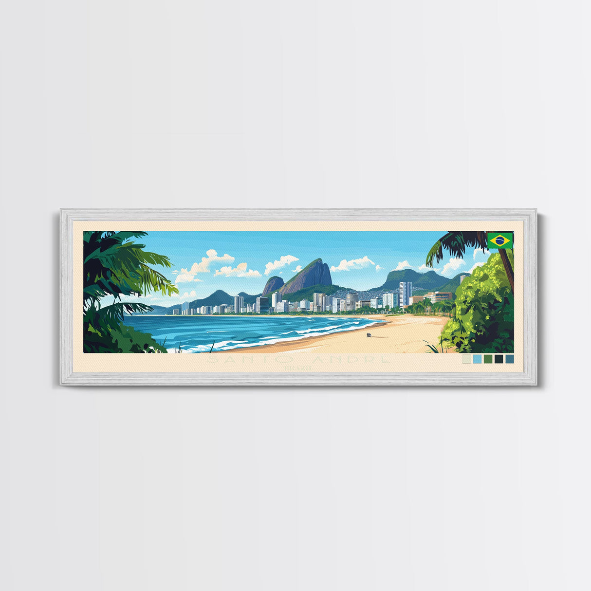 Santo Andre, Brazil Panoramic Travel Poster Canvas Print, Santo Andre, Brazil Painting, Brazil Art, Santo Andre Panoramic Travel Art, Travel Painting