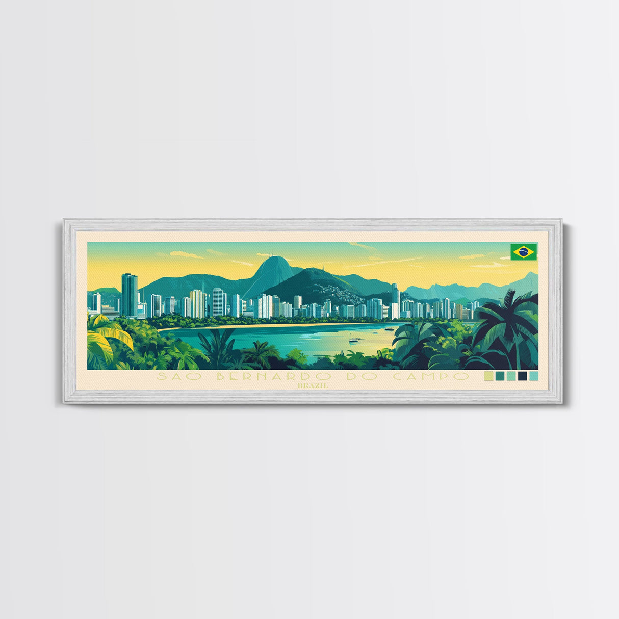 Panoramic Travel Poster Sao Bernardo do Campo, Brazil Canvas Print, Sao Bernardo do Campo, Brazil Painting, Brazil Art, Sao Bernardo do Campo Travel Art, Guest Room Painting