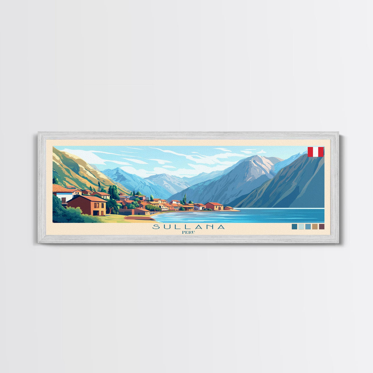 Sullana, Peru Panoramic Travel Poster Canvas Print, Sullana, Peru Painting, Peru Art, Sullana Panoramic Travel Art, Travel Painting