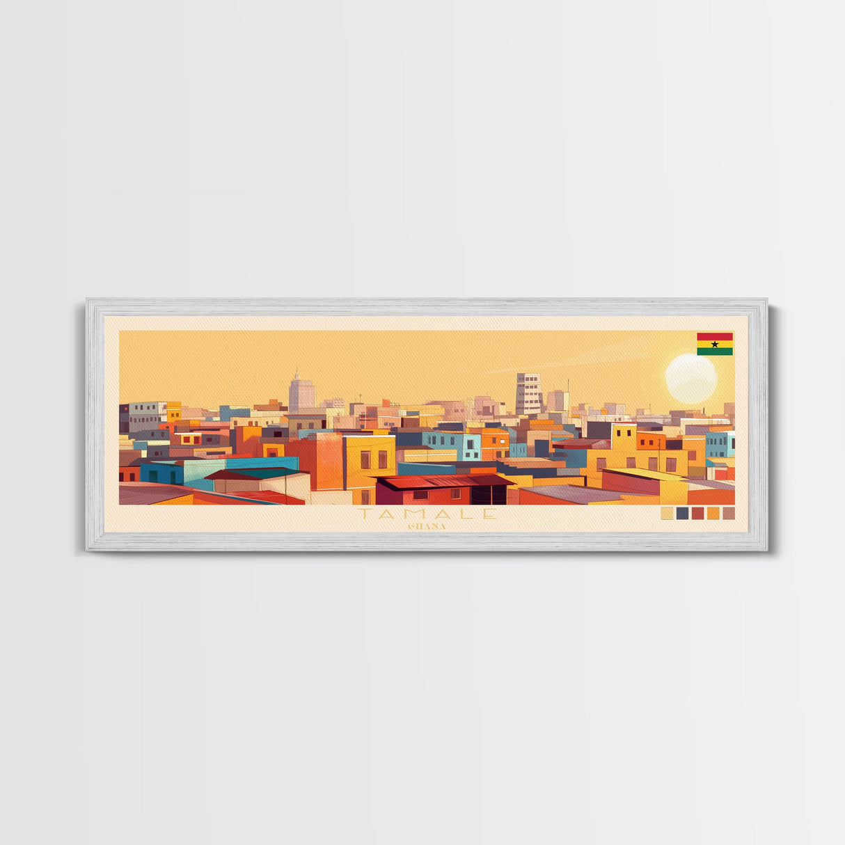 Tamale, Ghana Panoramic Travel Poster Canvas Print, Tamale, Ghana Painting, Ghana Art, Tamale Travel Art, Guest Room Painting