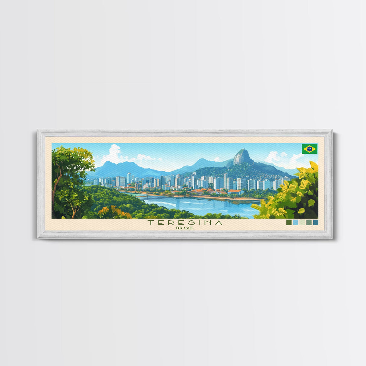 Teresina, Brazil Travel Poster Panoramic Canvas Print, Teresina, Brazil Painting, Brazil Art, Teresina Travel Art, Guest Room Painting