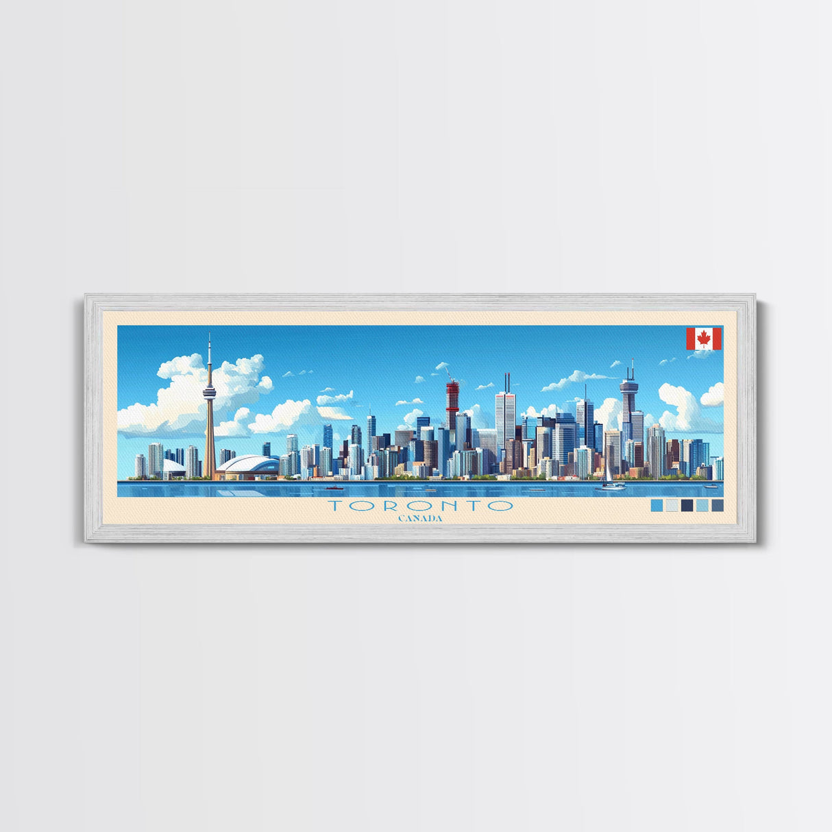 Toronto, Canada Panoramic Travel Poster Canvas Print, Toronto, Canada Painting, Canada Art, Toronto Travel Art, Living Room Painting