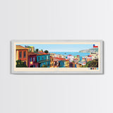 Valparaiso, Chile Panoramic Travel Poster Canvas Print, Valparaiso, Chile Painting, Chile Art, Valparaiso Panoramic Travel Art, Travel Painting