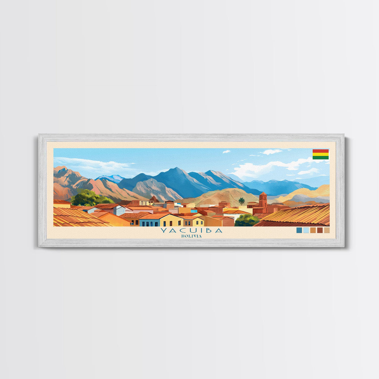 Yacuiba, Bolivia Travel Poster Panoramic Canvas Print, Yacuiba, Bolivia Painting, Bolivia Art, Yacuiba Travel Art, Guest Room Painting