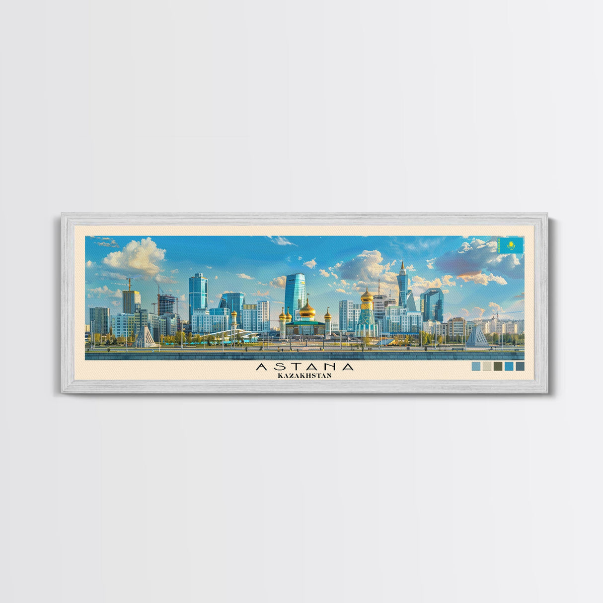 Astana, Kazakhstan Panoramic Canvas Print, Astana, Kazakhstan Painting, Kazakhstan Art, Astana Travel Poster, Travel Art, Vacation Gift