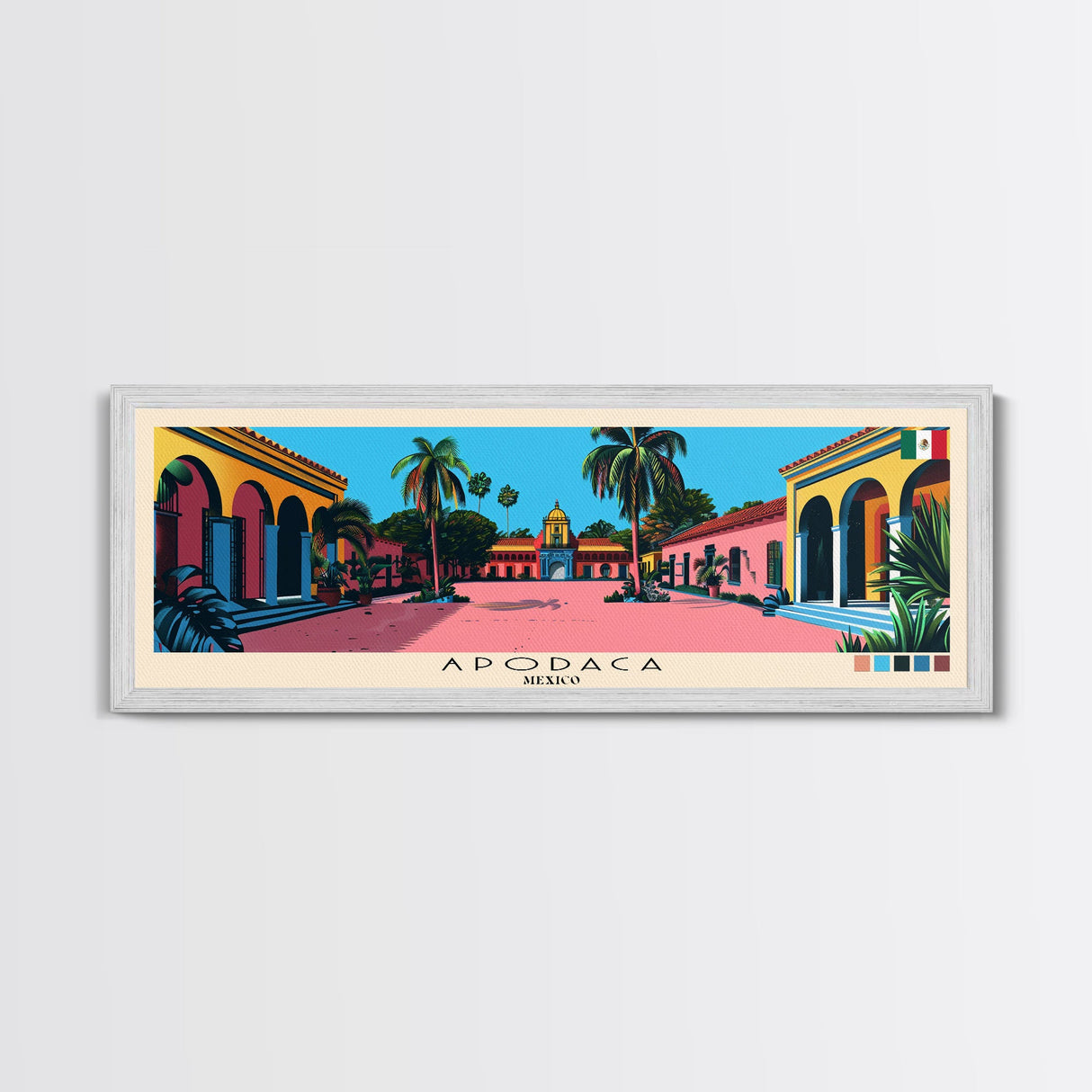 Apodaca, Mexico Panoramic Canvas Print, Apodaca, Mexico Painting, Mexico Art, Apodaca Travel Poster, Travel Art, Vacation Gift