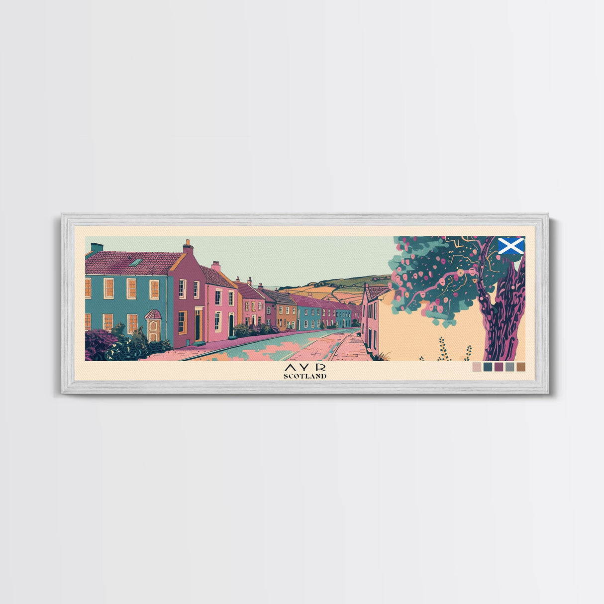 Ayr, Scotland Panoramic Canvas Print, Ayr, Scotland Painting, Scotland Art, Ayr Travel Poster, Travel Art, Guest Room Painting