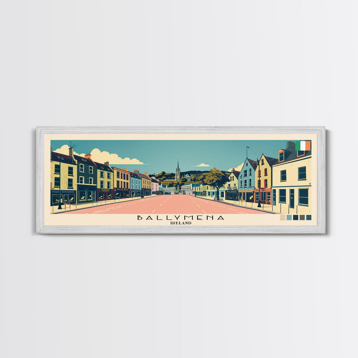 Ballymena, Ireland Panoramic Canvas Print, Ballymena, Ireland Painting, Ireland Art, Ballymena Travel Poster, Travel Art, Guest Room Painting