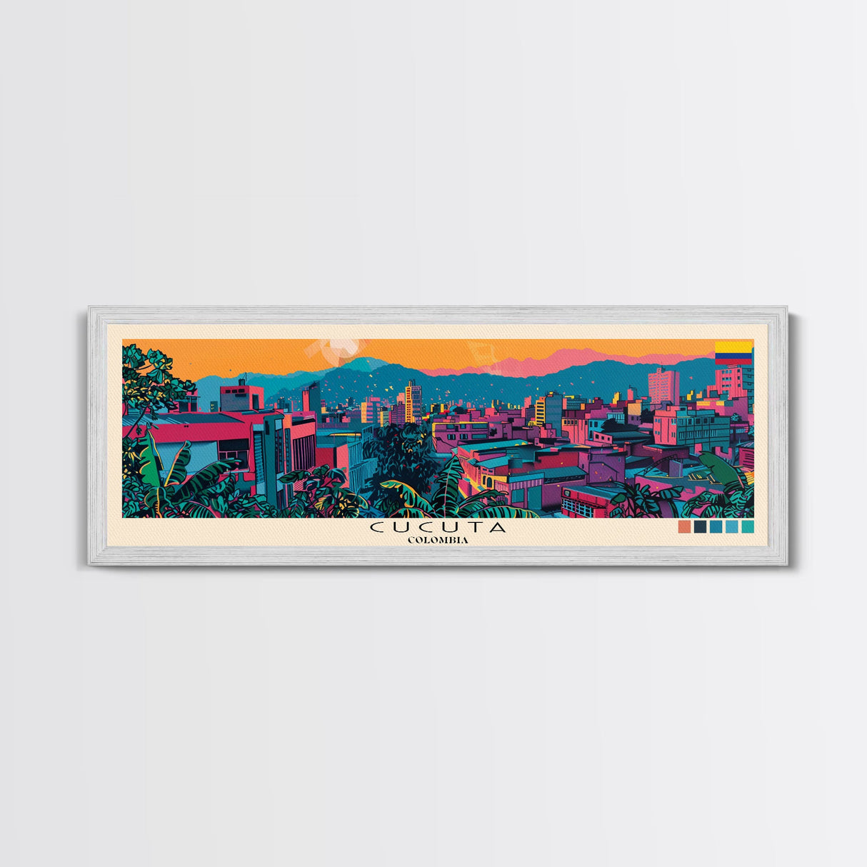 Cucuta, Colombia Panoramic Canvas Print, Cucuta, Colombia Painting, Colombia Art, Cucuta Travel Poster, Travel Art, Guest Room Painting