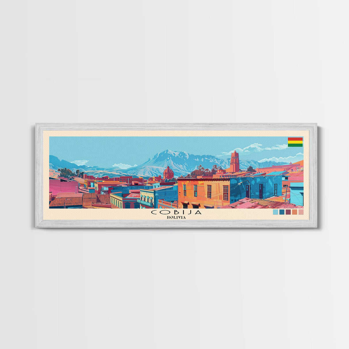 Cobija, Bolivia Panoramic Canvas Print, Cobija, Bolivia Painting, Bolivia Art, Cobija Travel Poster, Travel Art, Vacation Gift