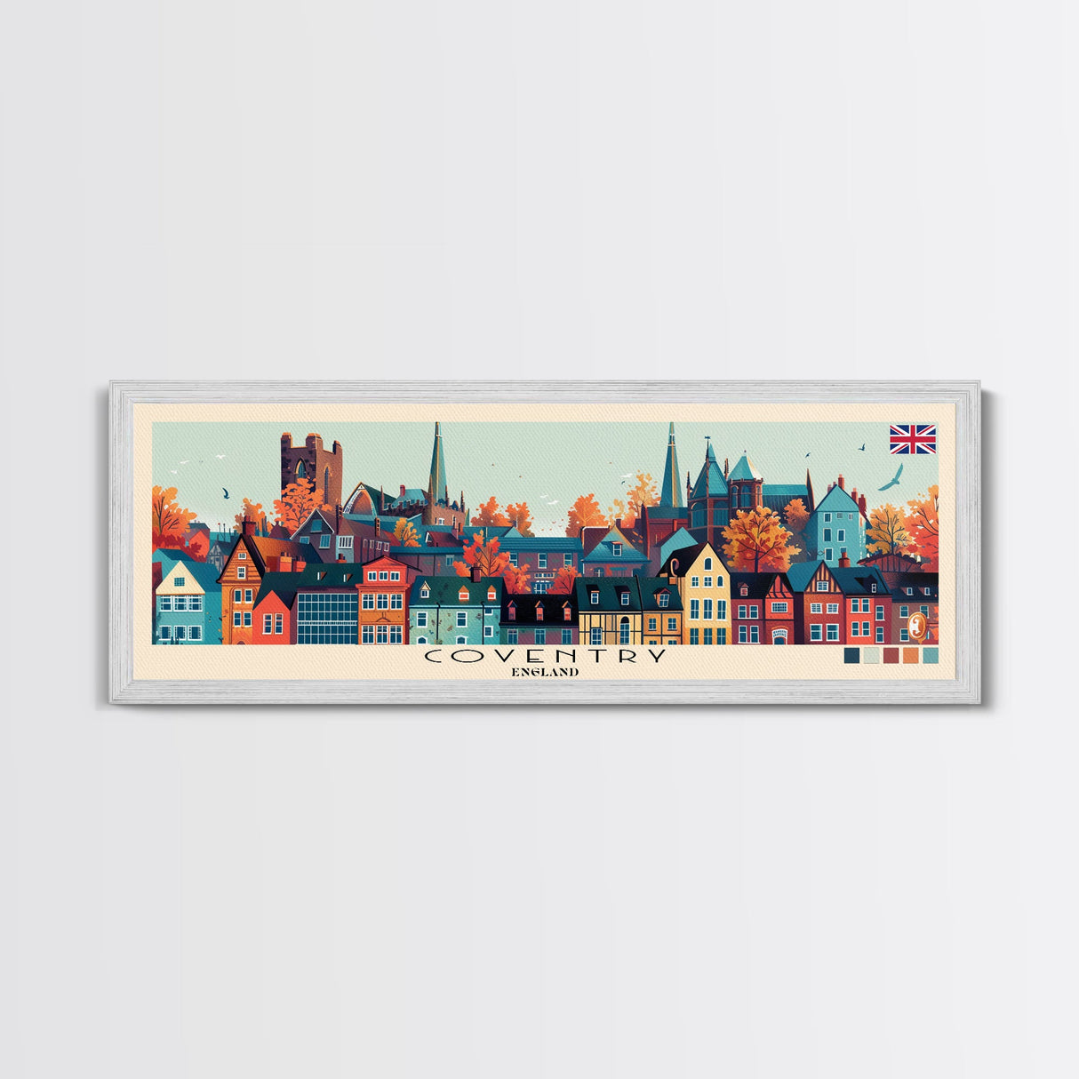 Coventry, England Panoramic Canvas Print, Coventry, England Painting, England Art, Coventry Travel Poster, Travel Art, Living Room Painting