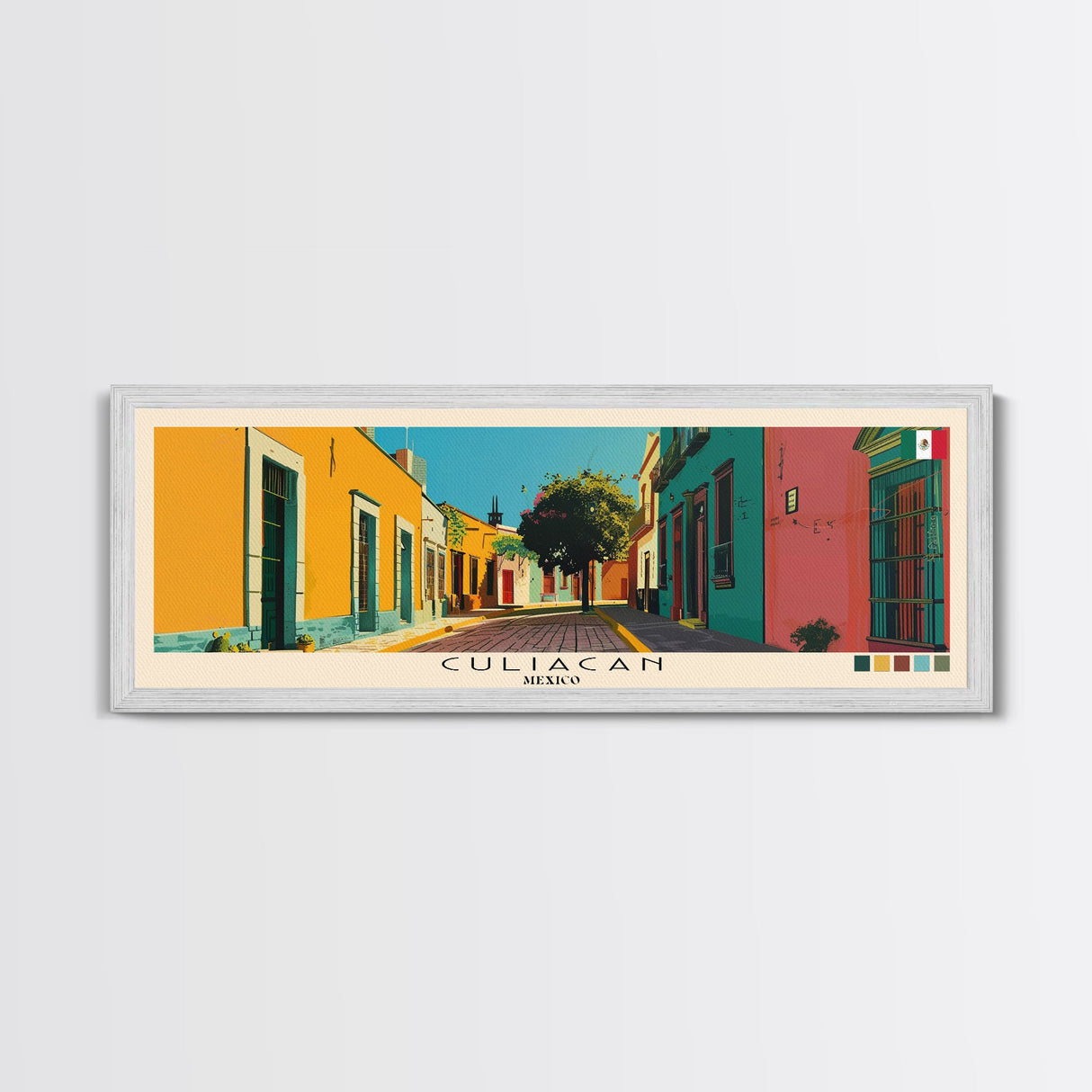 Culiacan, Mexico Panoramic Canvas Print, Culiacan, Mexico Painting, Mexico Art, Culiacan Travel Poster, Travel Art, Living Room Painting