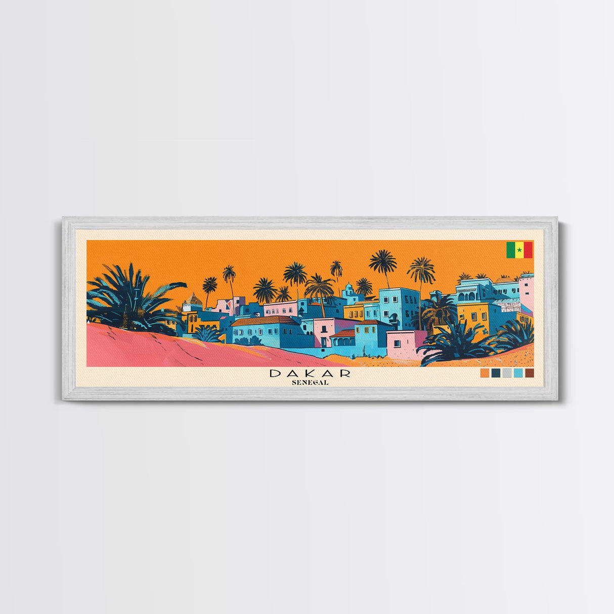 Dakar, Senegal Panoramic Canvas Print, Dakar, Senegal Painting, Senegal Art, Dakar Travel Poster, Travel Art, Vacation Gift