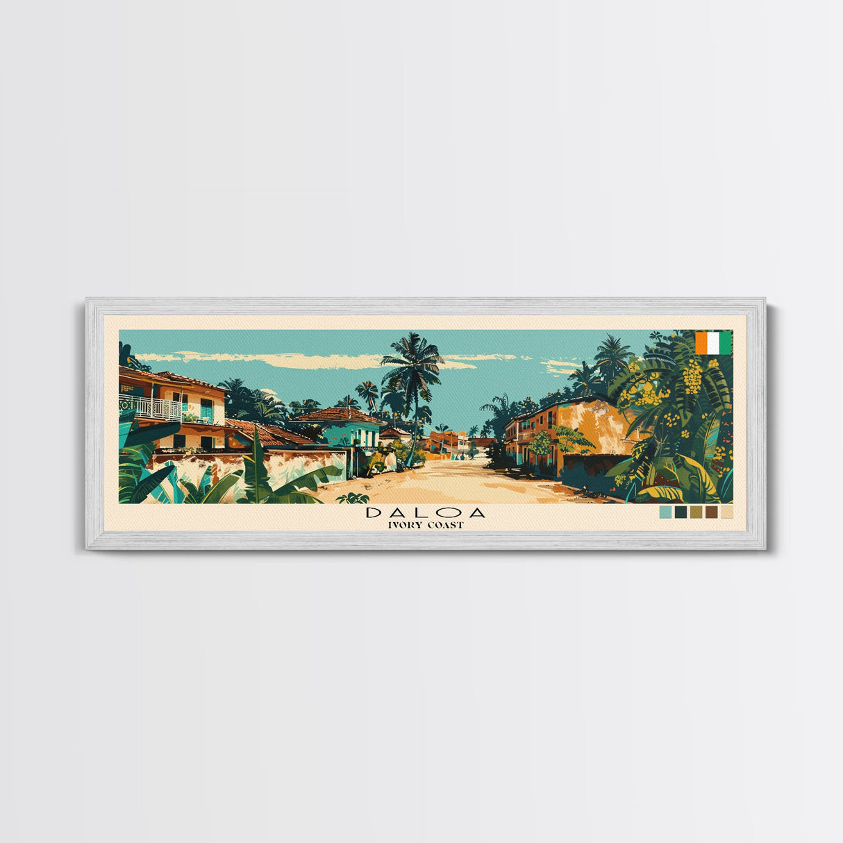 Daloa, Ivory Coast Panoramic Canvas Print, Daloa, Ivory Coast Painting, Ivory Coast Art, Daloa Travel Poster, Travel Art, Living Room Painting