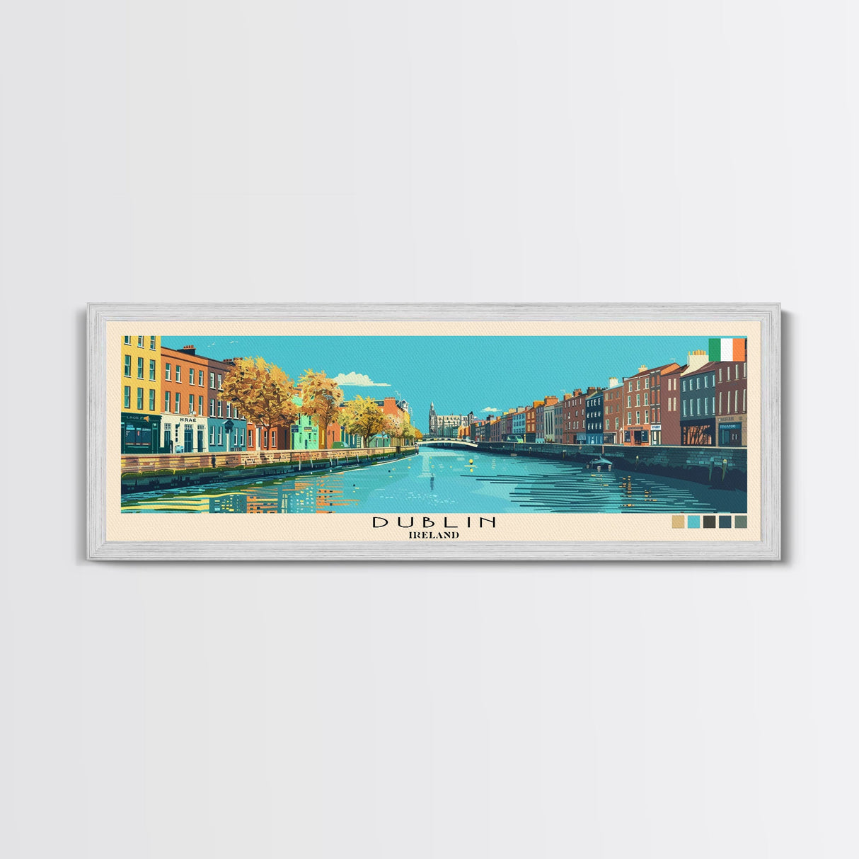 Dublin, Ireland Panoramic Canvas Print, Dublin, Ireland Painting, Ireland Art, Dublin Travel Poster, Travel Art, Guest Room Painting