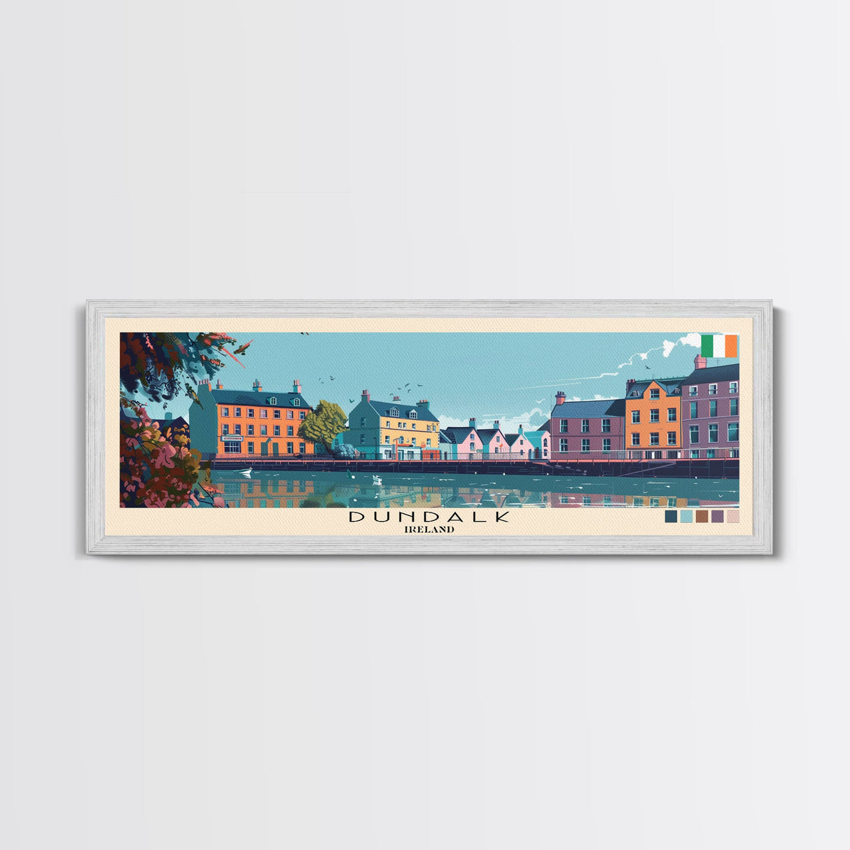 Dundalk, Ireland Panoramic Canvas Print, Dundalk, Ireland Painting, Ireland Art, Dundalk Travel Poster, Travel Art, Guest Room Painting