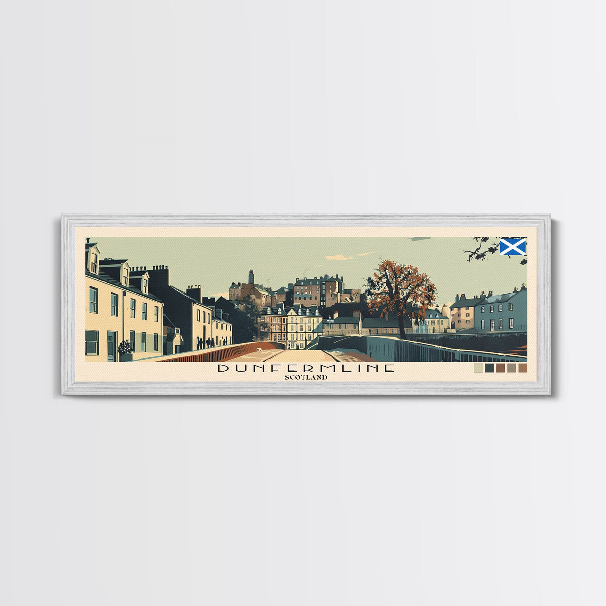 Dunfermline, Scotland Panoramic Canvas Print, Dunfermline, Scotland Painting, Scotland Art, Dunfermline Travel Poster, Travel Art, Living Room Painting