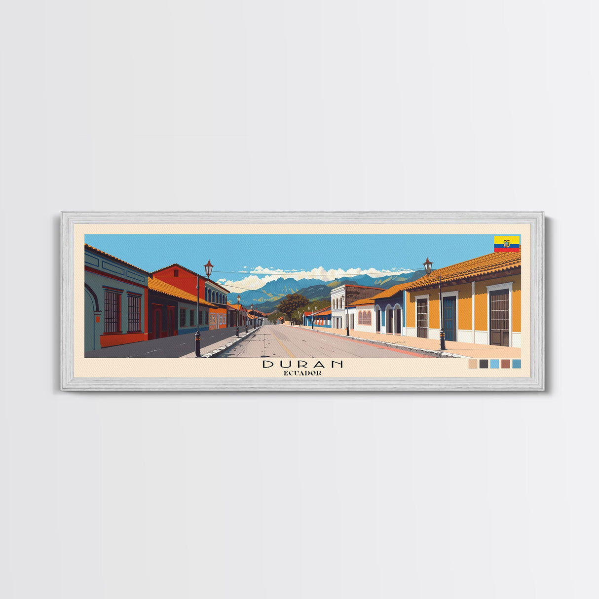 Duran, Ecuador Panoramic Canvas Print, Duran, Ecuador Painting, Ecuador Art, Duran Travel Poster, Travel Art, Living Room Painting