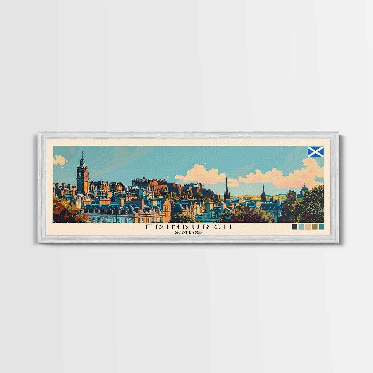 Edinburgh, Scotland Panoramic Canvas Print, Edinburgh, Scotland Painting, Scotland Art, Edinburgh Travel Poster, Travel Art, Vacation Gift