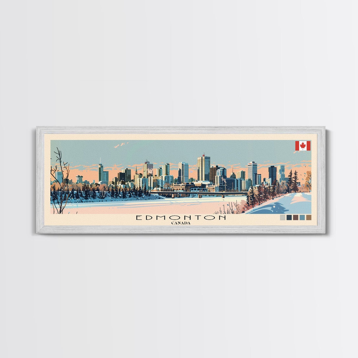 Edmonton, Canada Panoramic Canvas Print, Edmonton, Canada Painting, Canada Art, Edmonton Travel Poster, Travel Art, Living Room Painting