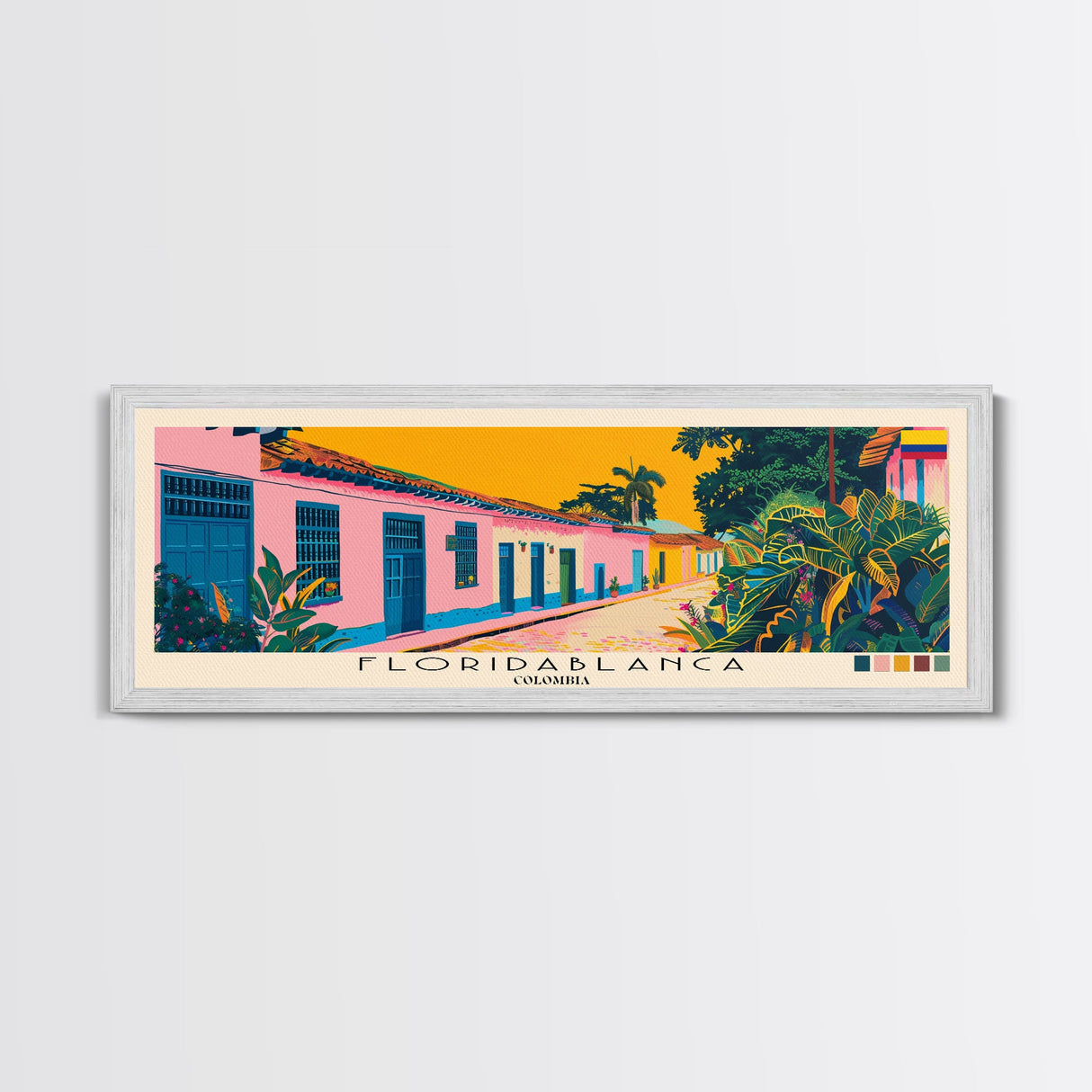 Floridablanca, Colombia Panoramic Canvas Print, Floridablanca, Colombia Painting, Colombia Art, Floridablanca Travel Poster, Travel Art, Housewarming Gift