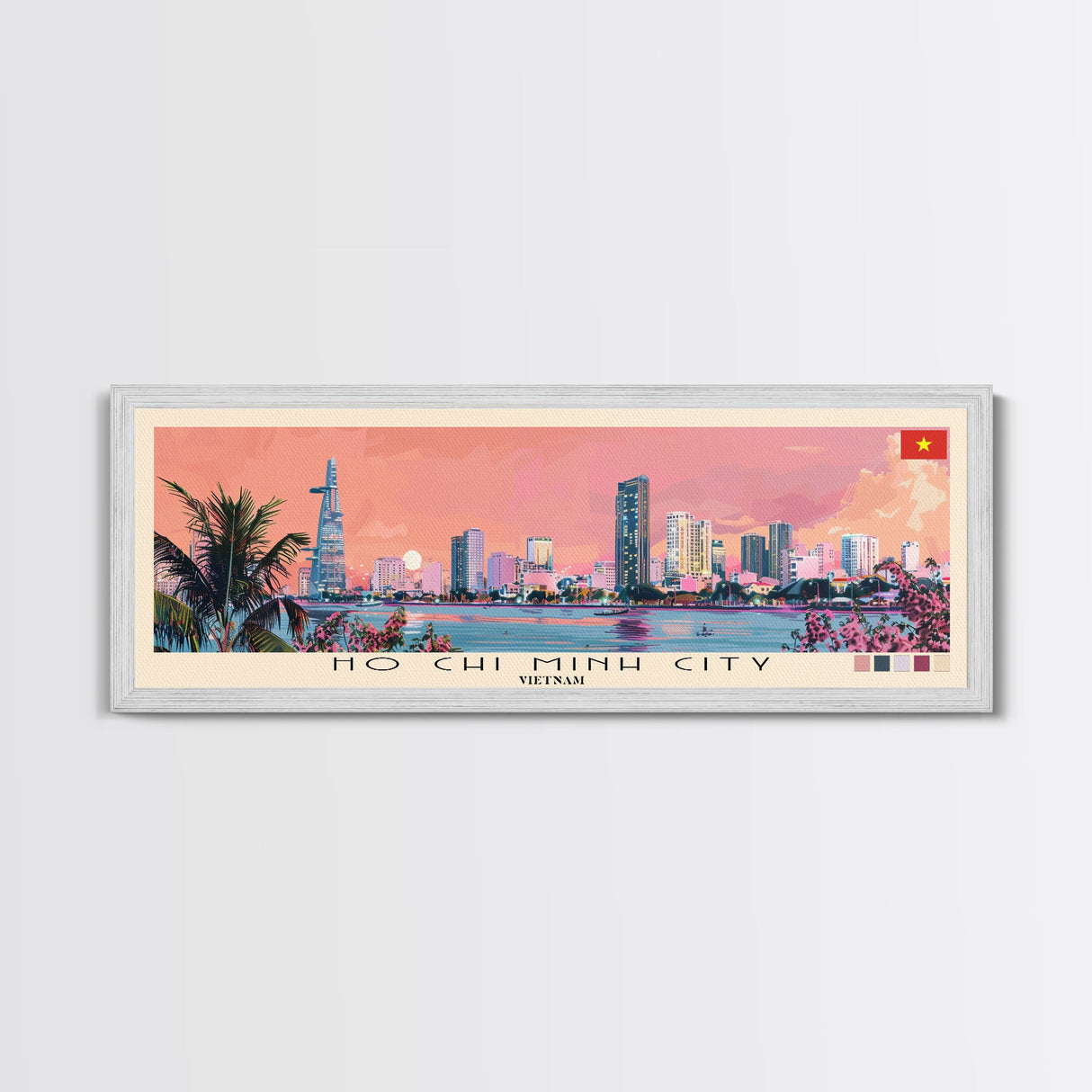 Ho Chi Minh City, Vietnam Panoramic Canvas Print, Ho Chi Minh City, Vietnam Painting, Vietnam Art, Ho Chi Minh City Travel Poster, Travel Art, Housewarming Gift