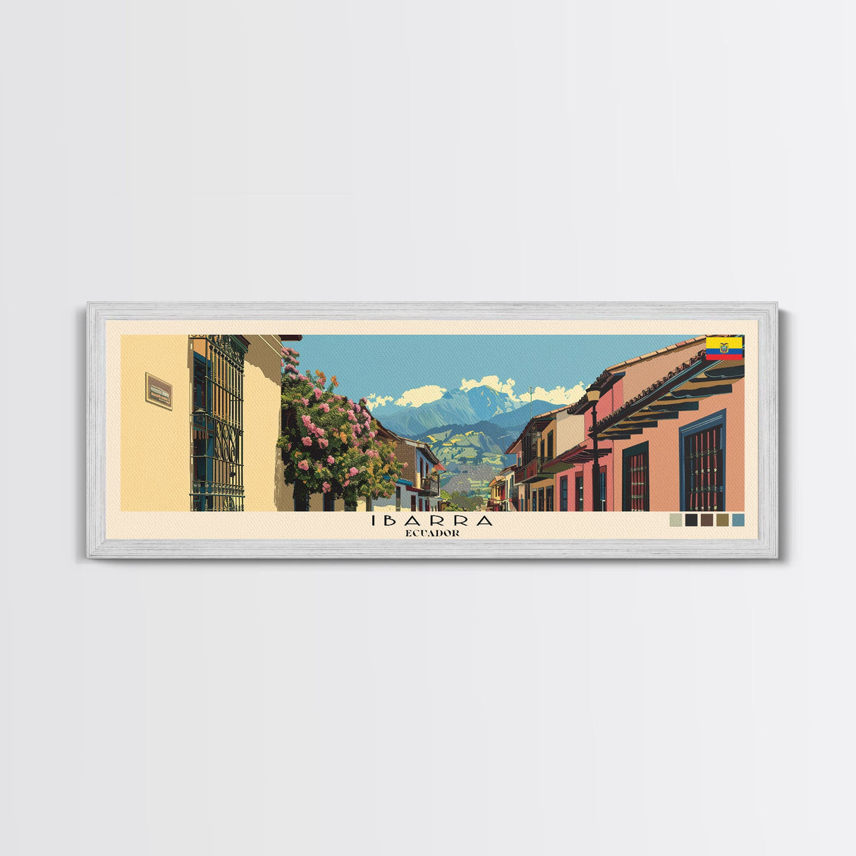 Ibarra, Ecuador Panoramic Canvas Print, Ibarra, Ecuador Painting, Ecuador Art, Ibarra Travel Poster, Travel Art, Housewarming Gift