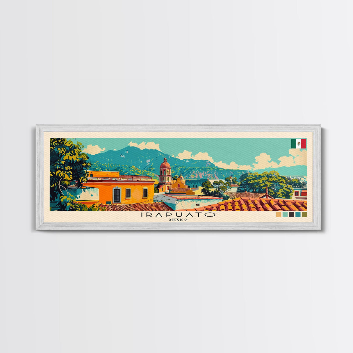 Irapuato, Mexico Panoramic Canvas Print, Irapuato, Mexico Painting, Mexico Art, Irapuato Travel Poster, Travel Art, Housewarming Gift