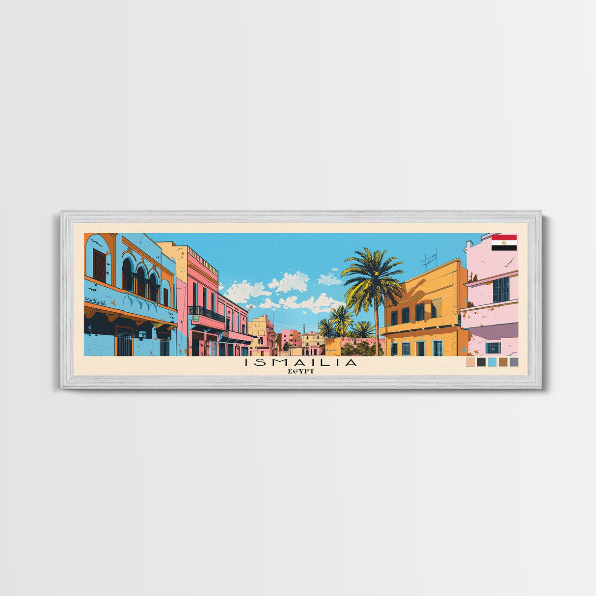 Ismailia, Egypt Panoramic Canvas Print, Ismailia, Egypt Painting, Egypt Art, Ismailia Travel Poster, Travel Art, Guest Room Painting