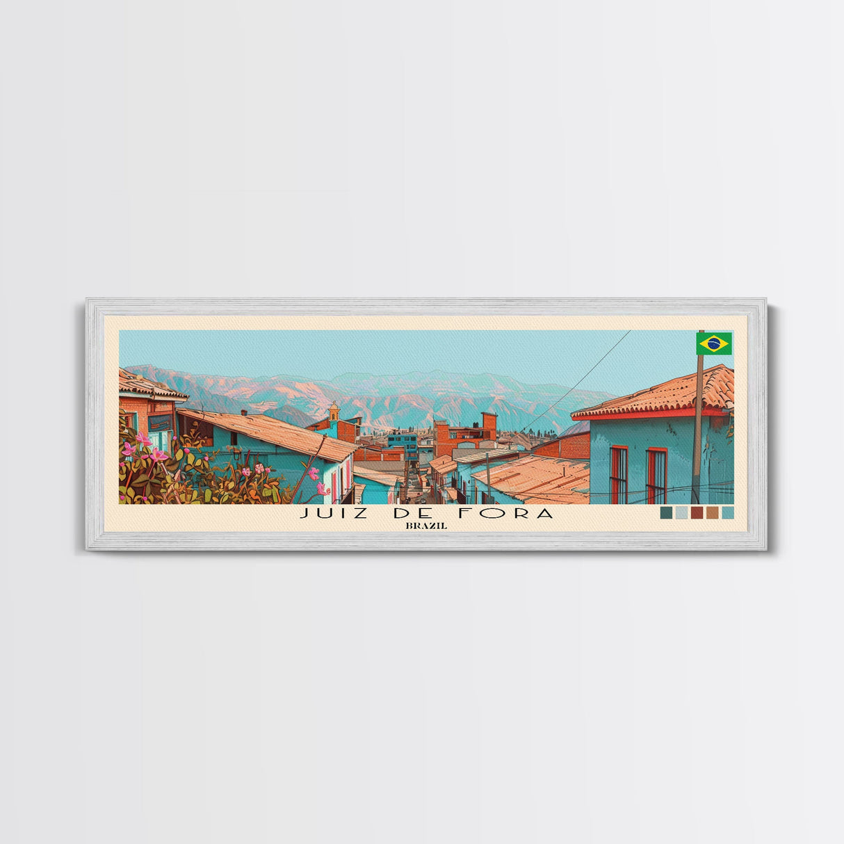 Juiz de Fora, Brazil Panoramic Canvas Print, Juiz de Fora, Brazil Painting, Brazil Art, Juiz de Fora Travel Poster, Travel Art, Housewarming Gift