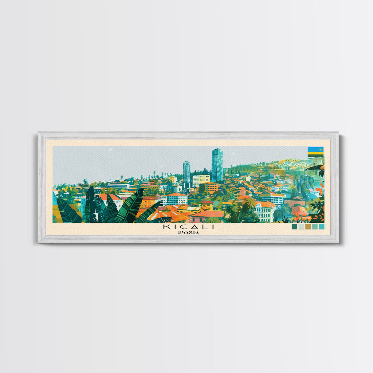 Kigali, Rwanda Panoramic Canvas Print, Kigali, Rwanda Painting, Rwanda Art, Kigali Travel Poster, Travel Art, Housewarming Gift