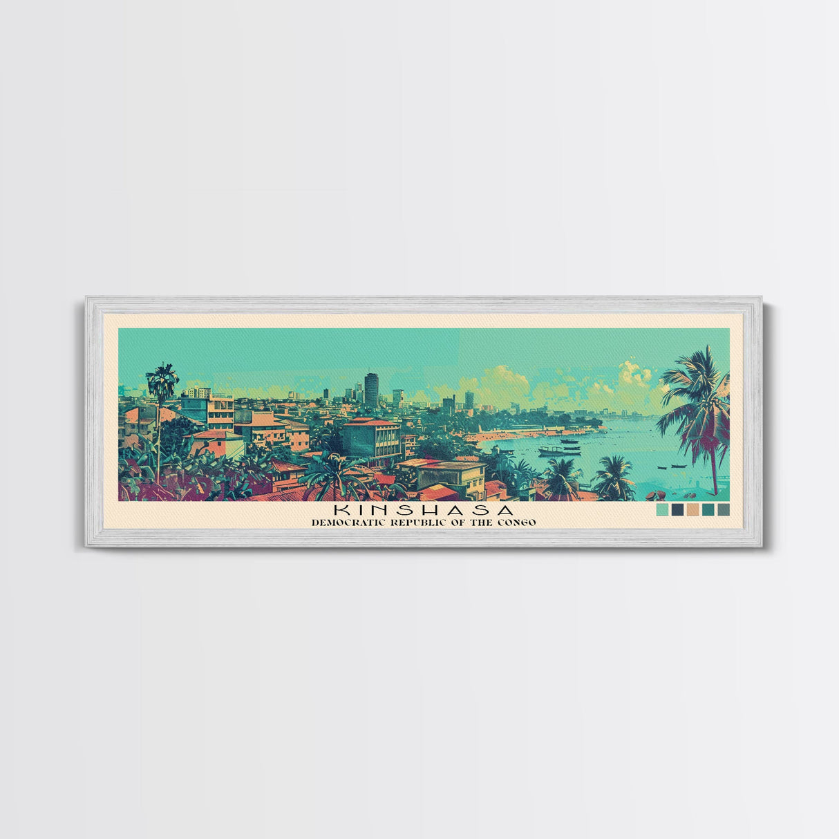 Kinshasa, Congo Panoramic Canvas Print, Kinshasa, Congo Painting, Congo Art, Kinshasa Travel Poster, Travel Art, Guest Room Painting