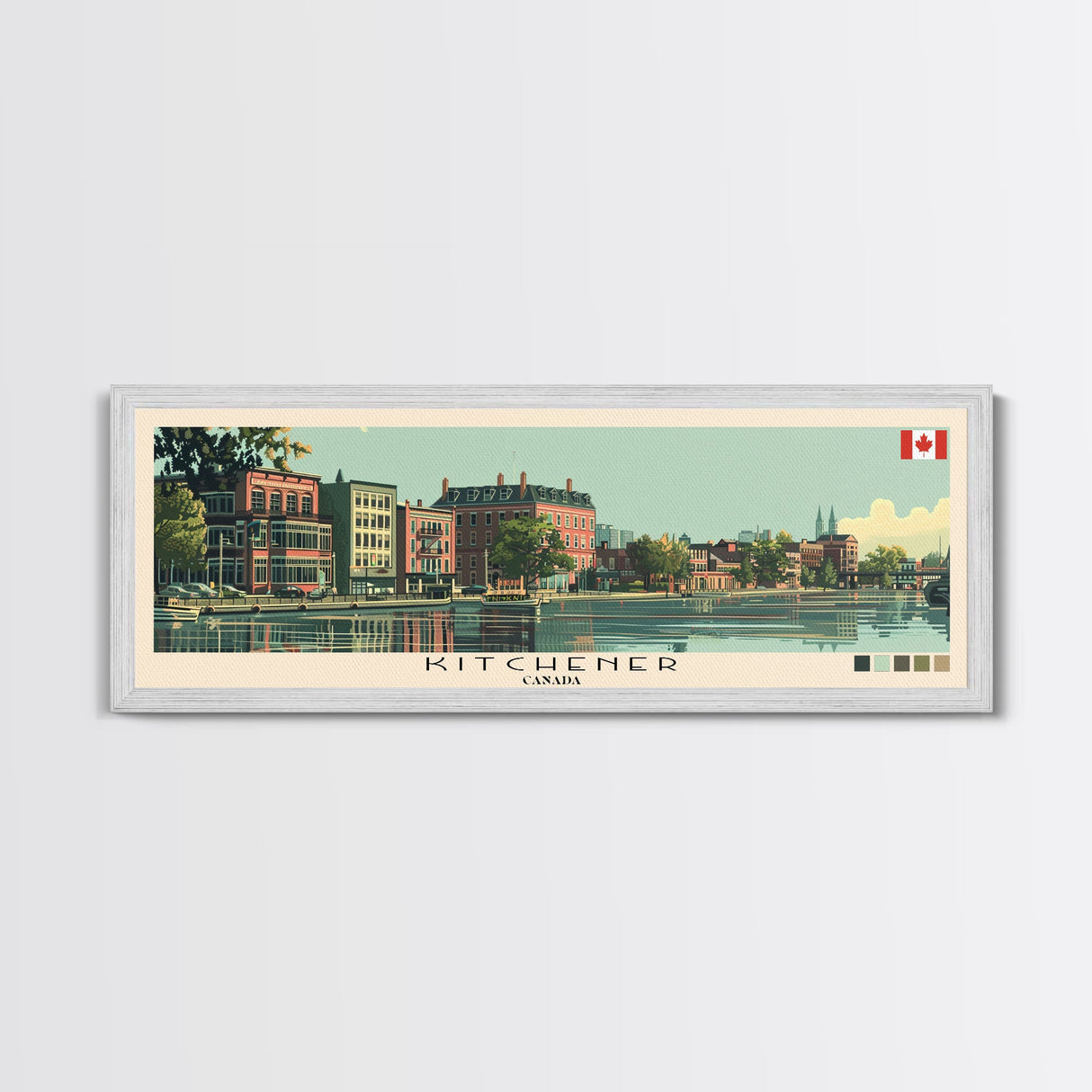 Kitchener, Canada Panoramic Canvas Print, Kitchener, Canada Painting, Canada Art, Kitchener Travel Poster, Travel Art, Housewarming Gift