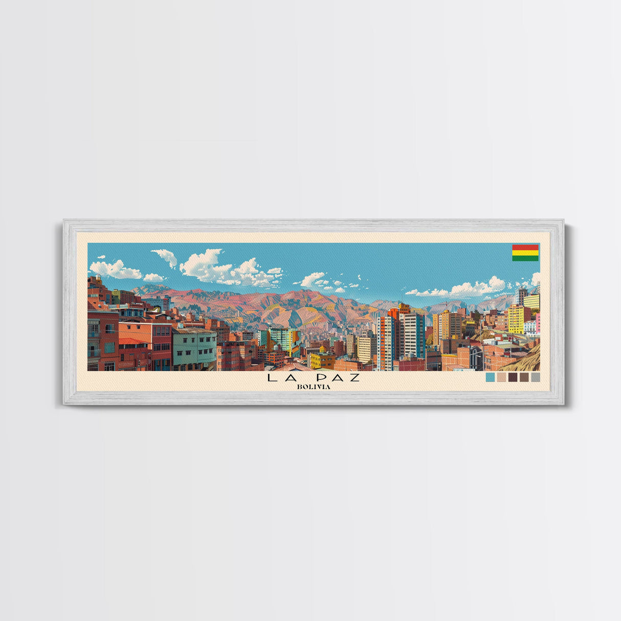 La Paz, Bolivia Panoramic Canvas Print, La Paz, Bolivia Painting, Bolivia Art, La Paz Travel Poster, Travel Art, Vacation Gift