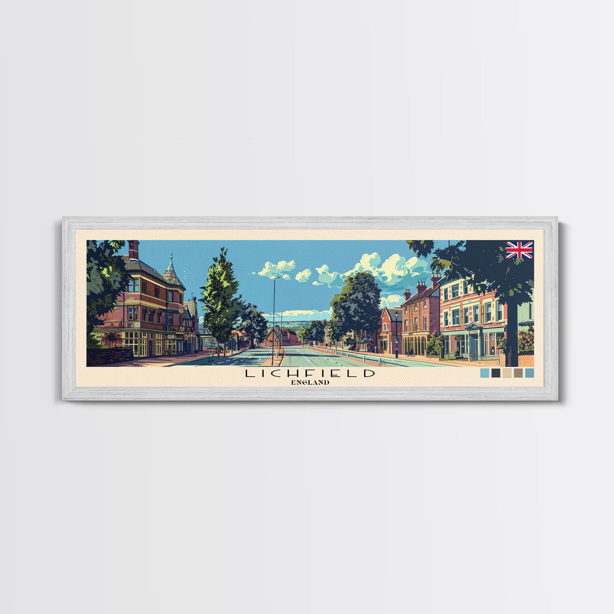 Lichfield, England Panoramic Canvas Print, Lichfield, England Painting, England Art, Lichfield Travel Poster, Travel Art, Housewarming Gift