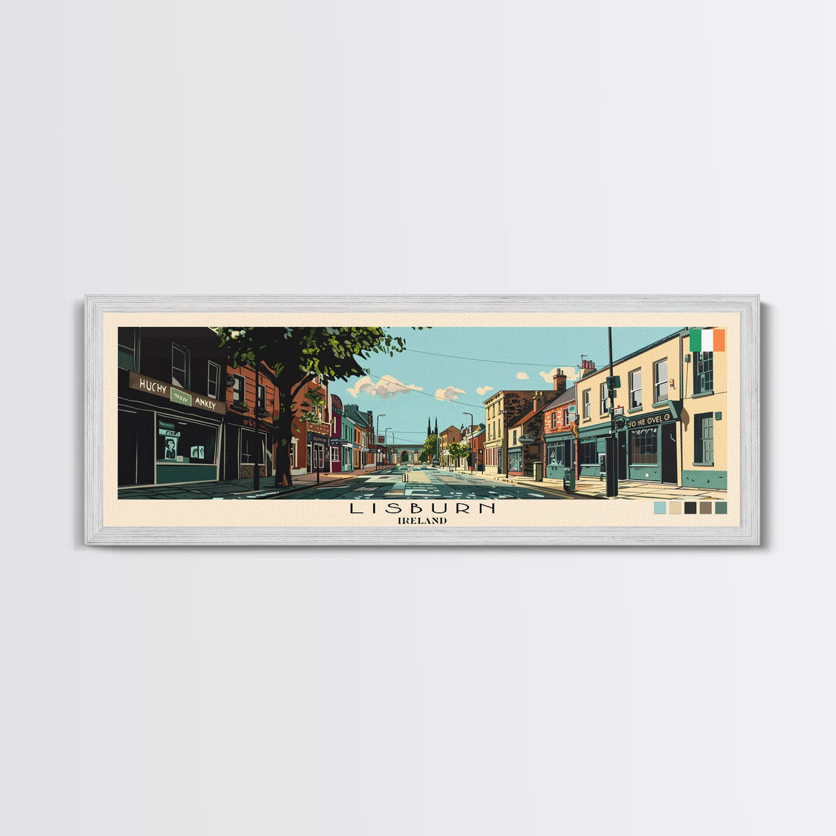 Lisburn, Ireland Panoramic Canvas Print, Lisburn, Ireland Painting, Ireland Art, Lisburn Travel Poster, Travel Art, Guest Room Painting