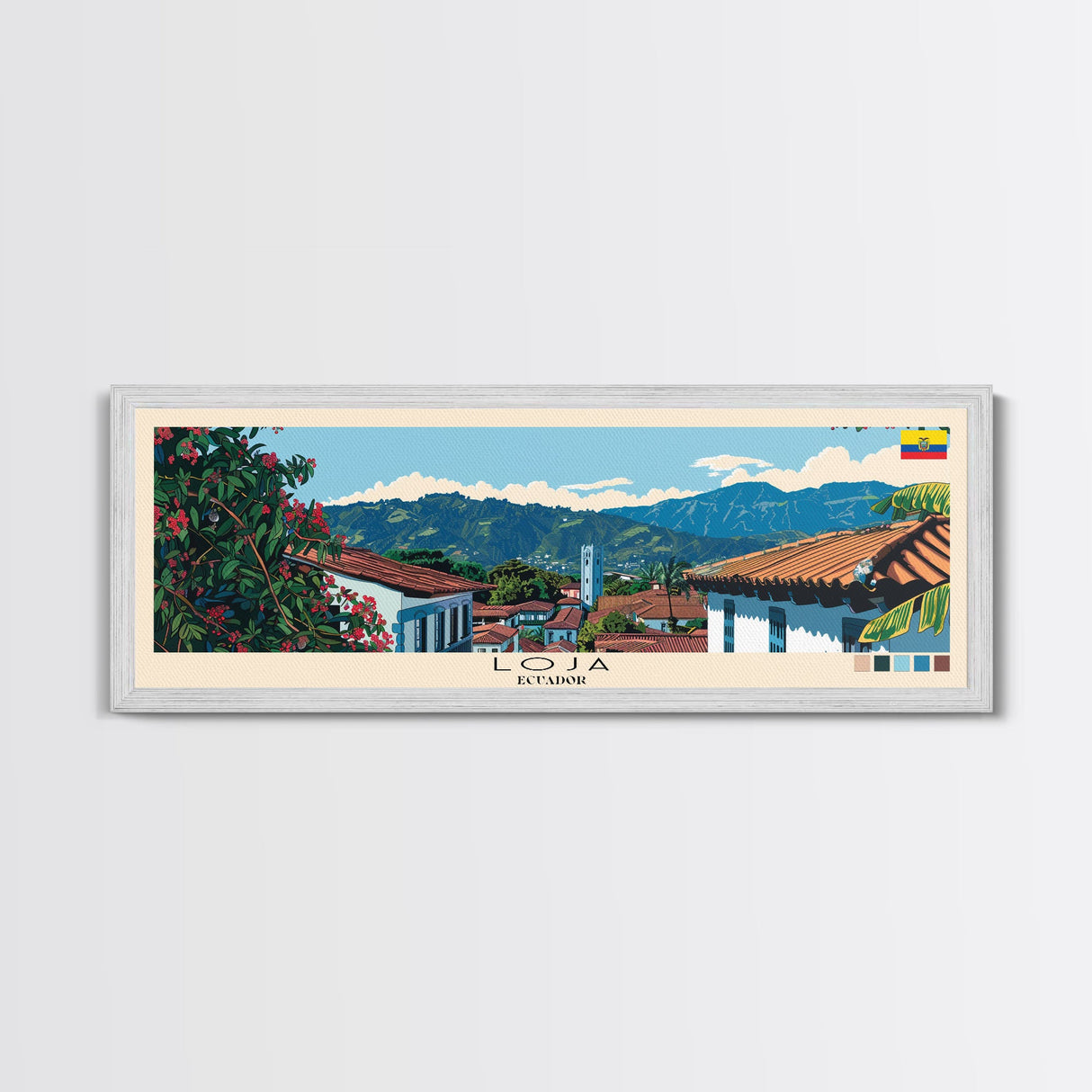 Loja, Ecuador Panoramic Canvas Print, Loja, Ecuador Painting, Ecuador Art, Loja Travel Poster, Travel Art, Housewarming Gift