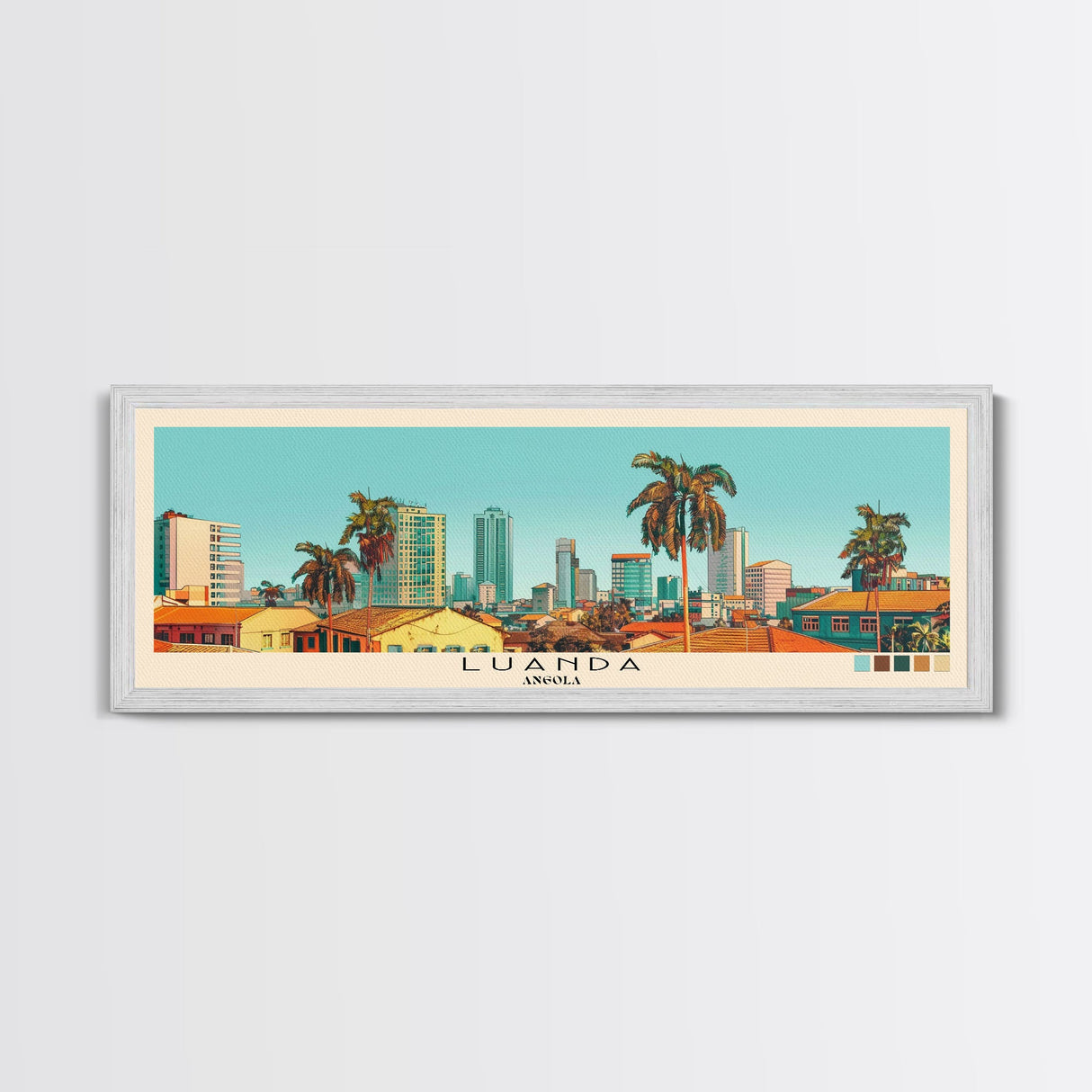 Luanda, Angola Panoramic Canvas Print, Luanda, Angola Painting, Angola Art, Luanda Travel Poster, Travel Art, Vacation Gift