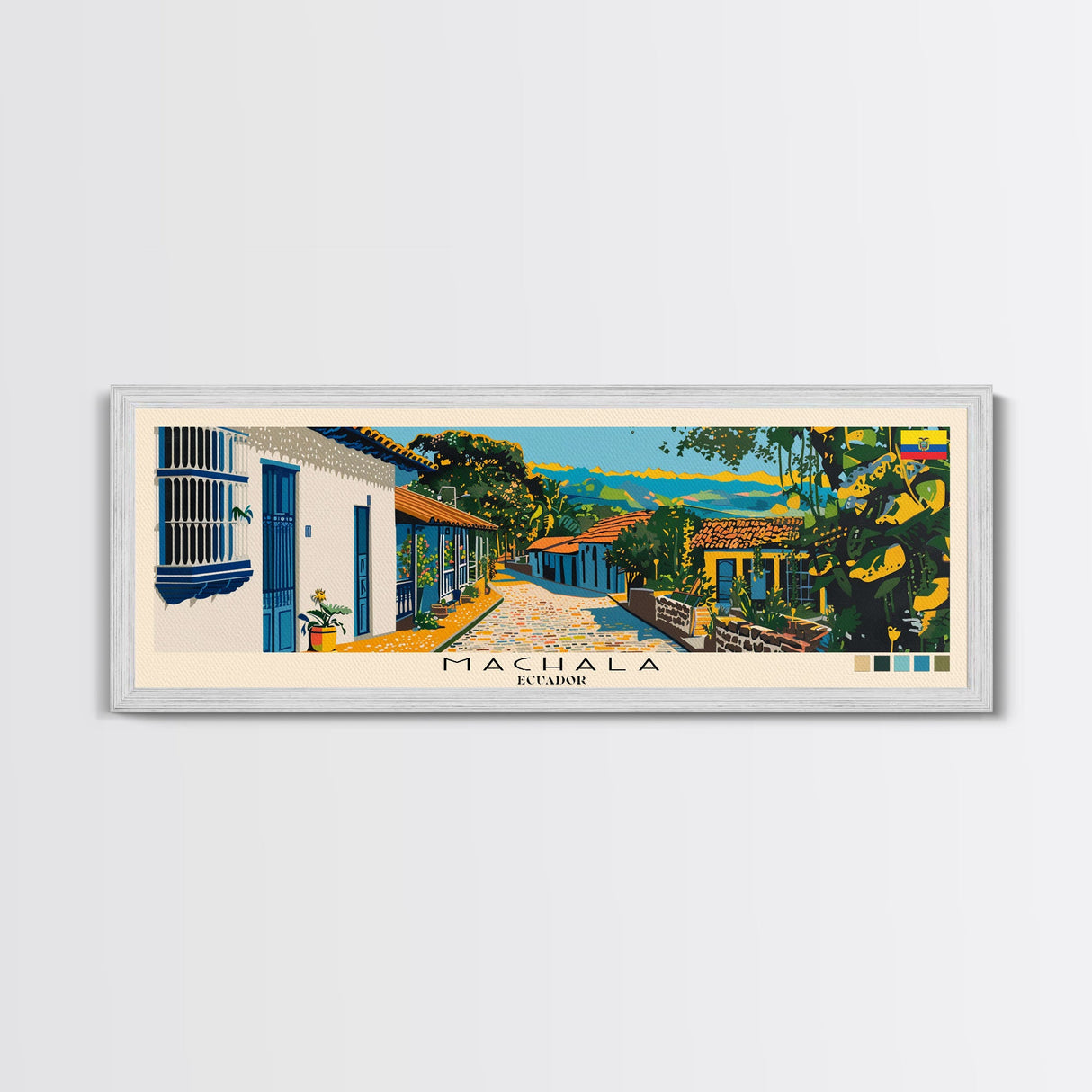 Machala, Ecuador Panoramic Canvas Print, Machala, Ecuador Painting, Ecuador Art, Machala Travel Poster, Travel Art, Guest Room Painting