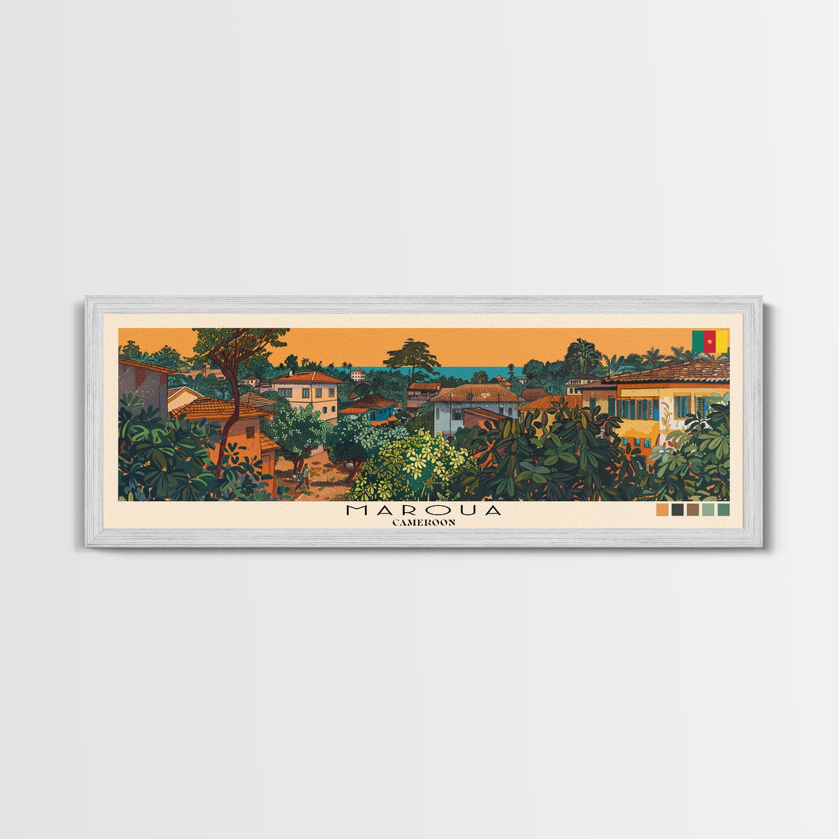 Maroua, Cameroon Panoramic Canvas Print, Maroua, Cameroon Painting, Cameroon Art, Maroua Travel Poster, Travel Art, Living Room Painting