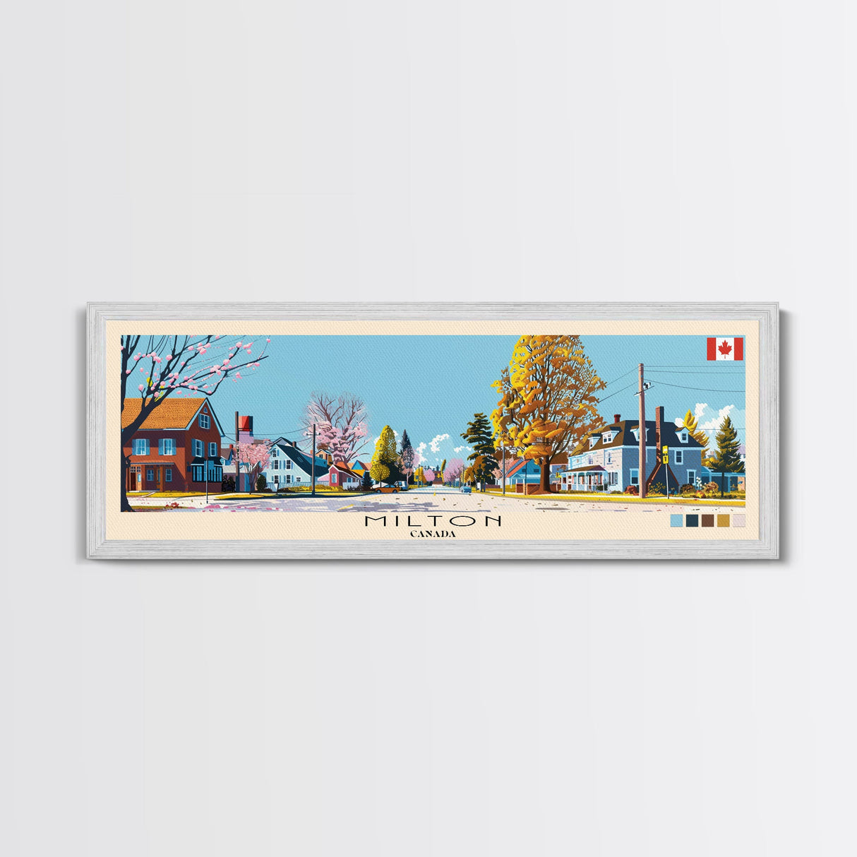 Milton, Canada Panoramic Canvas Print, Milton, Canada Painting, Canada Art, Milton Travel Poster, Travel Art, Living Room Painting