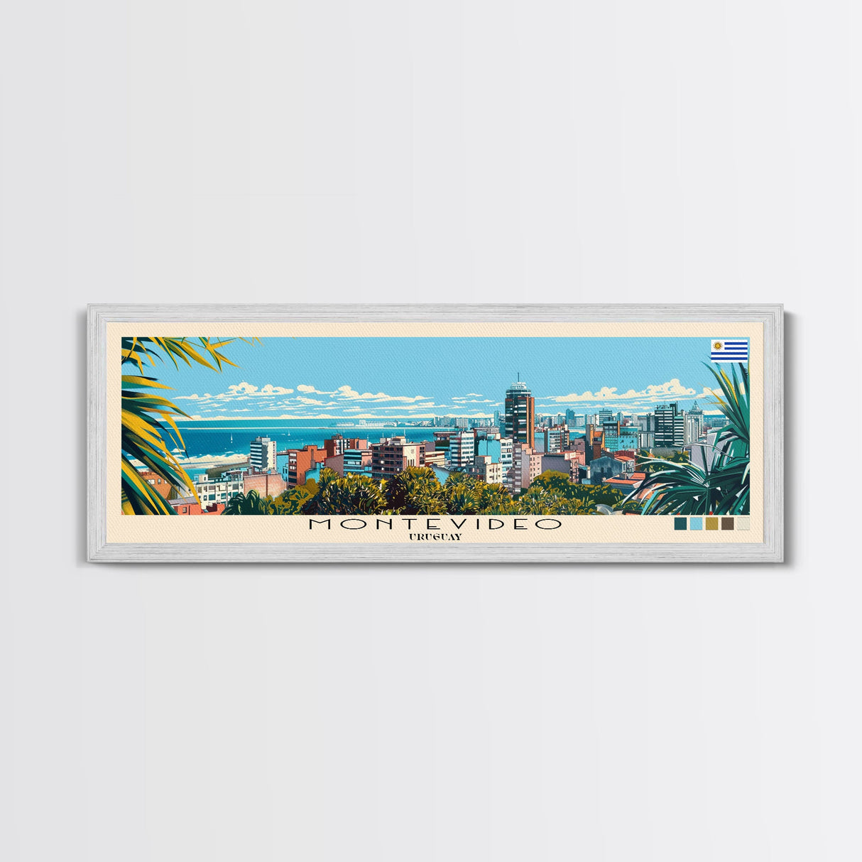 Montevideo, Uruguay Panoramic Canvas Print, Montevideo, Uruguay Painting, Uruguay Art, Montevideo Travel Poster, Travel Art, Guest Room Painting