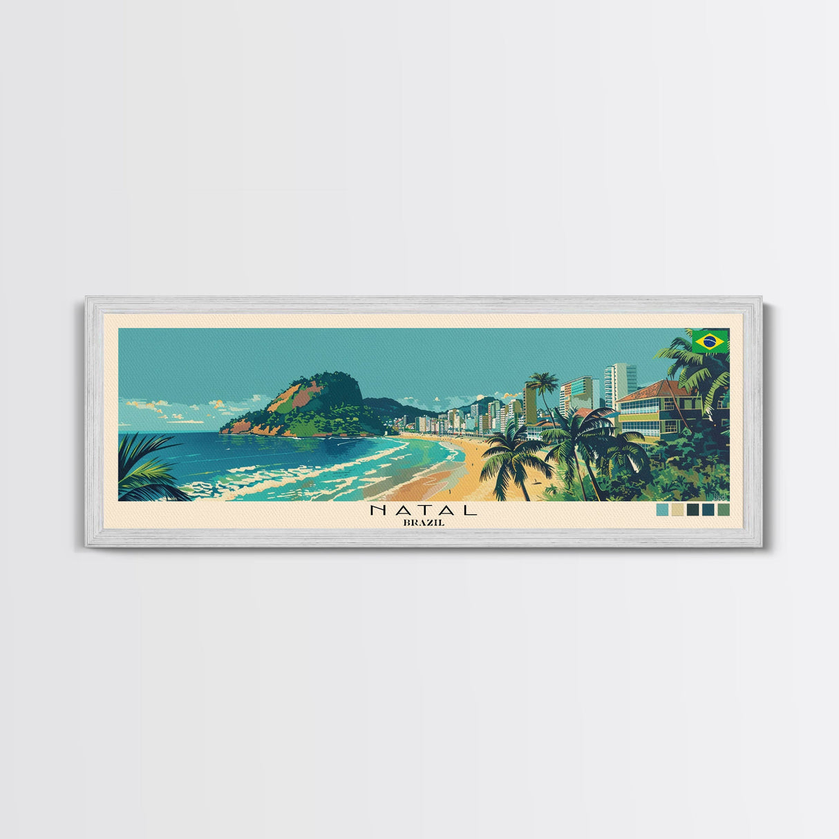 Natal, Brazil Panoramic Canvas Print, Natal, Brazil Painting, Brazil Art, Natal Travel Poster, Travel Art, Guest Room Painting